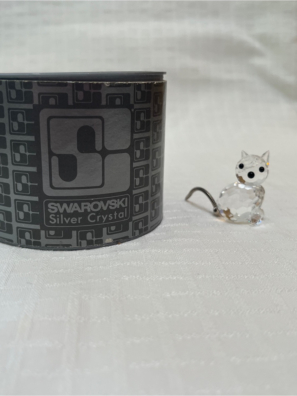 Swarovski Clear Crystal Cat Figurine with Silver Tail